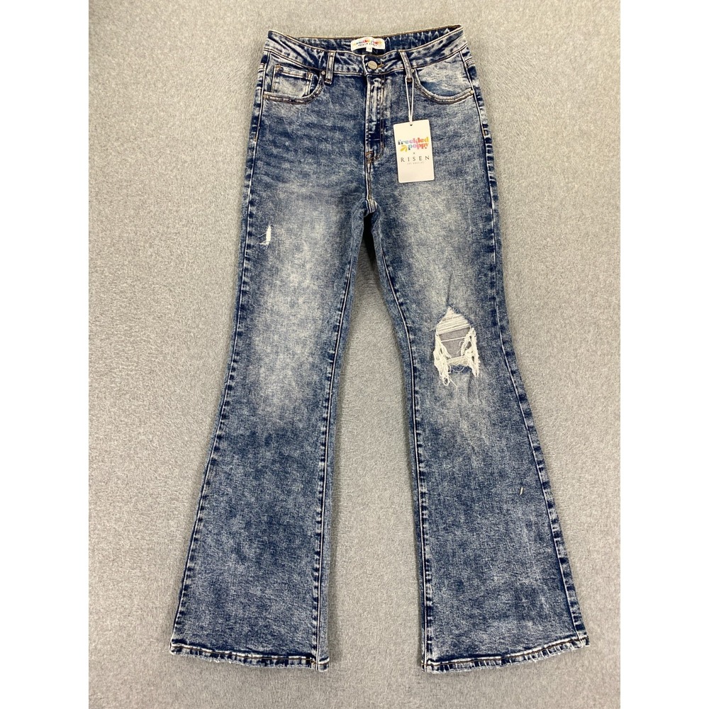 Freckled Poppy X Risen Jeans Size 11/30 Flare Bootcut Distressed Women's Jeans